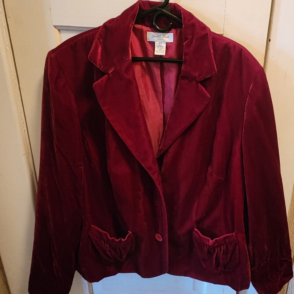 Plus size red velvet jacket
